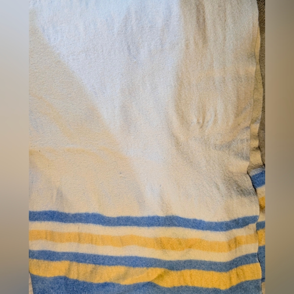 Striped Blue and Yellow Blanket
